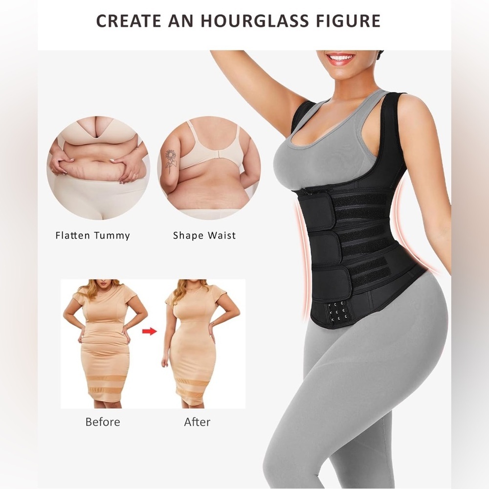 FeelinGirl Latex Waist Trainers Vest for Women Plus Size Waist Cincher Corset - Picture 2 of 10